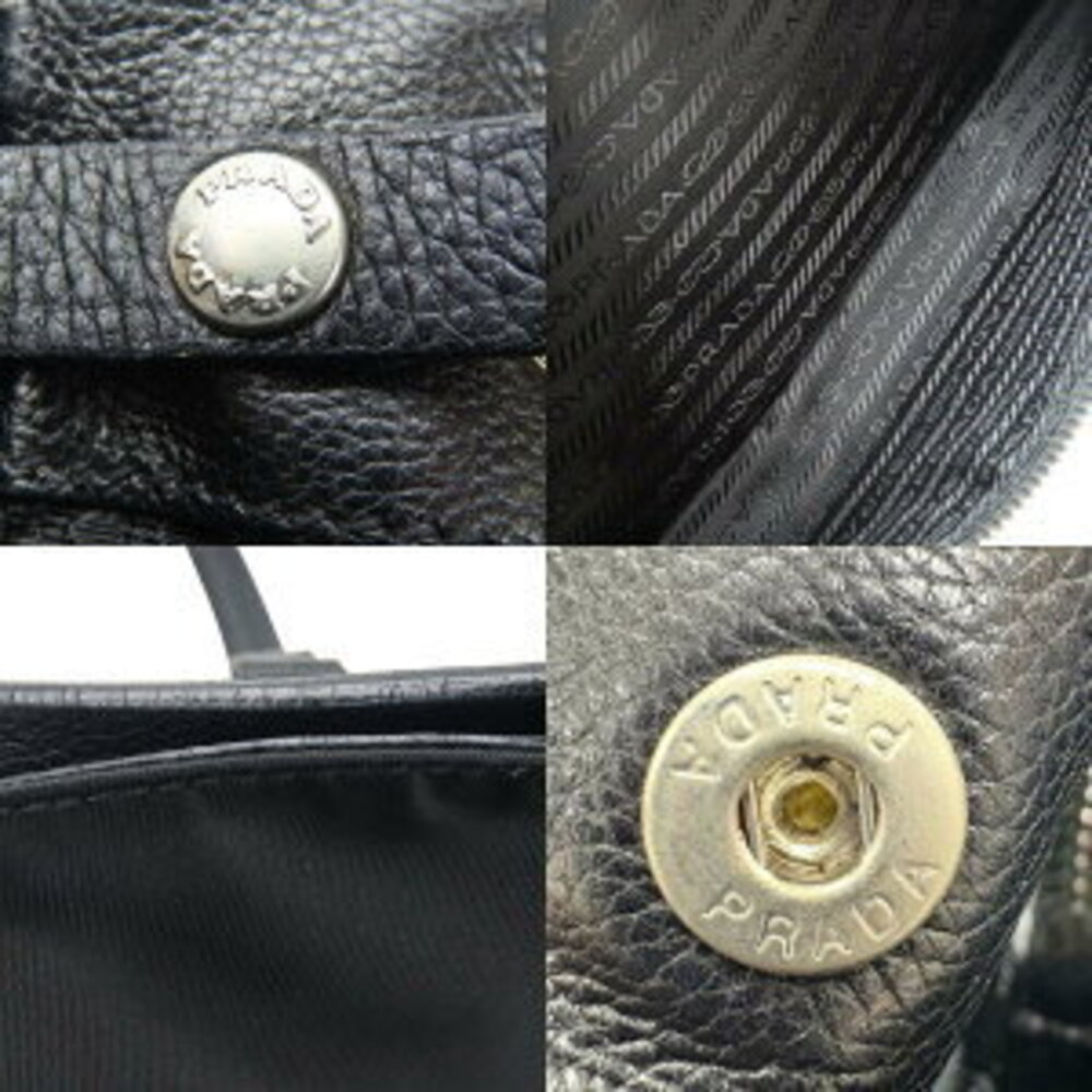 Prada handbag triangular plate nylon leather blac… - image 9